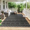 Aghana Digitals Reversible 9'x18' Outdoor Rug, Polypropylene Waterproof with Carry Bag, Black & - 2 of 4