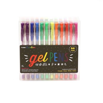 60ct Color Gel Pen Set Black Package - FLOMO