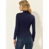 INSPIRE CHIC Women's Mock Neck Long Sleeve Knitted Ruched Top Shirts - 4 of 4