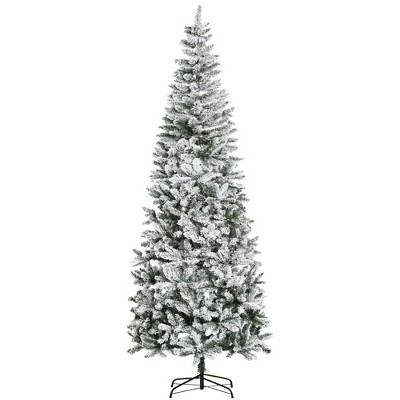 NicBex 9ft Unlit Snow Flocked Artificial Christmas Tree Hinged Slim Tree with 1084 Branch Tips for Home Office