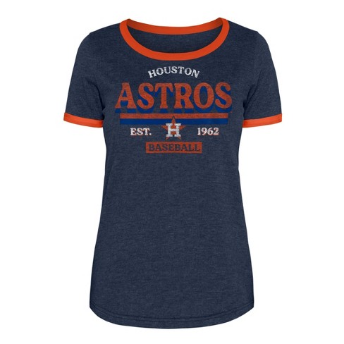 Mlb Houston Astros Women's Heather Bi-blend Ringer T-shirt : Target