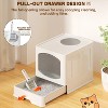 LunaLulinlk white Extra-large foldable cat litter box with litter scoop, - 2 of 4