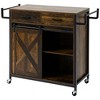 HOMCOM Rustic Farmhouse Kitchen Cart, Rolling Storage Island with Adjustable Shelf, Two Drawers, Sliding Barn Door Cabinet and Towel Rack - 4 of 4