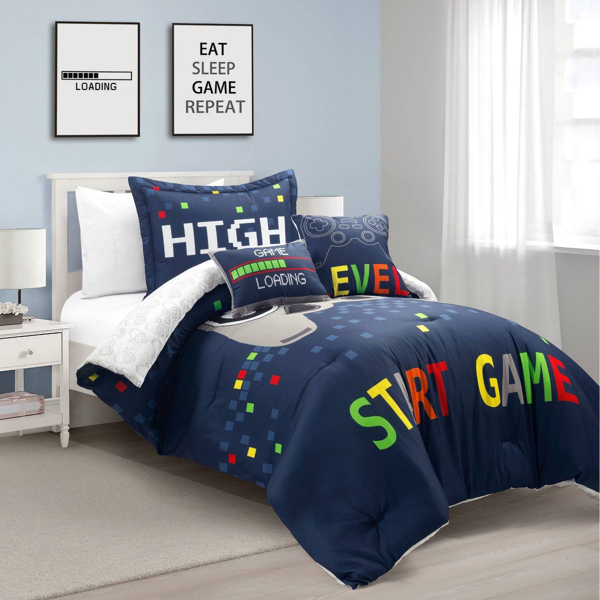 Video Games Reversible Oversized Kids' Comforter Bedding Set - Lush Décor