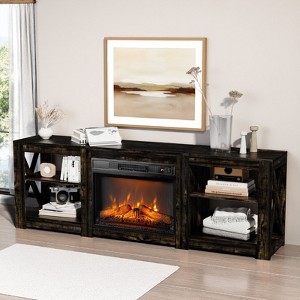 Farmhouse 70'' TV Stand For Tvs Up To 70'' With 23'' Electric Fireplace and Adjustable Shelves - 1 of 4