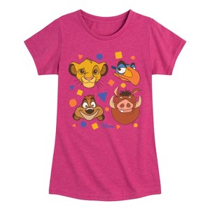 Girls' - Disney - Simba, Pumbaa, Timon, & Zazu Fitted Short Sleeve Graphic T-Shirt - 1 of 4