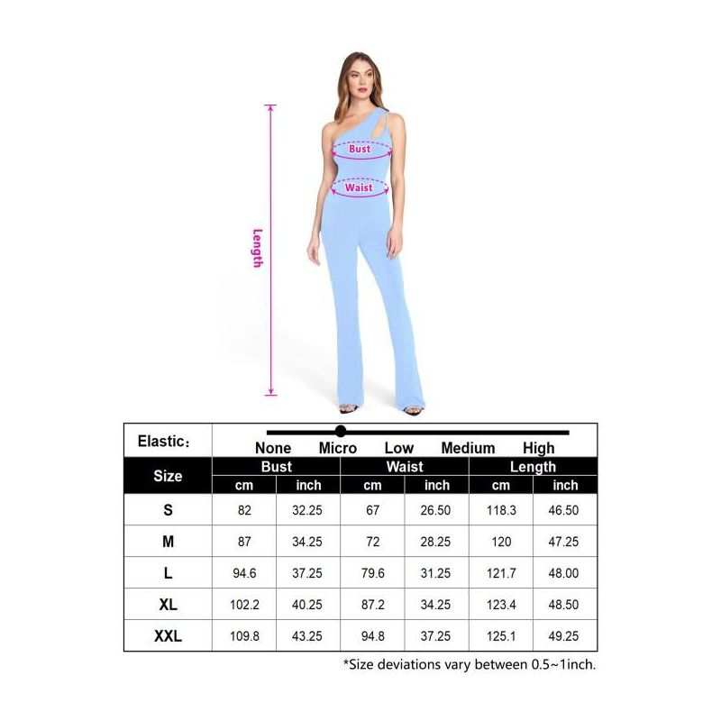 WhizMax Women 2024 Summer Jumpsuit One Shoulder Hollow Out Stretch Wide Leg Jumpsuit Cutout Sleeveless Romper Outfits for Vacation, 5 of 6