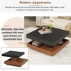 Whisen 360°Rotating Square Coffee Table, Modern 2-Tier Farmhouse Design, 3 Detachable Trays & Storage - 3 of 4