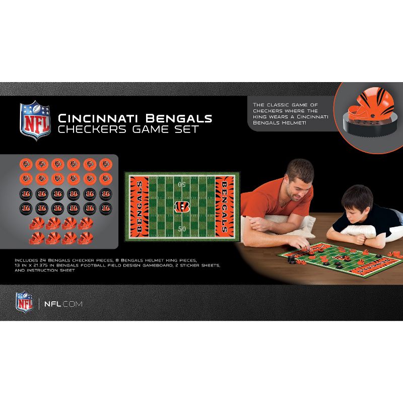 MasterPieces Officially licensed NFL Cincinnati Bengals Checkers Board Game for Families and Kids ages 6 and Up, 4 of 6