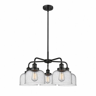 Bell - 5 Light Stem Hung Chandelier In Art Deco Style-14.75 Inches Tall and 26 Inches Wide