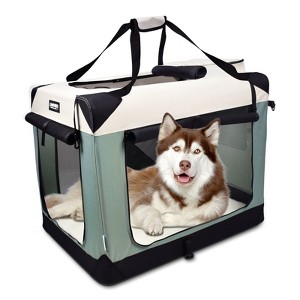 GOOPAWS Indoor & Outdoor 3-Door Collapsible Soft-Sided Dog, Shale Green, 24'' - 1 of 4