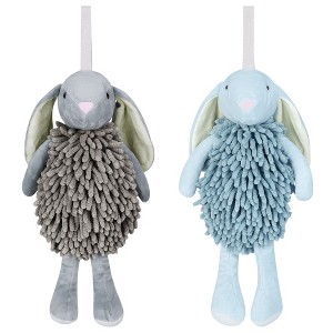 REGALWOVEN Cute Cartoon Rabbit Shape Fuzzy Ball Soft Absorbent Chenille Hand Towel 2 Pack 6" x 14" - 1 of 4