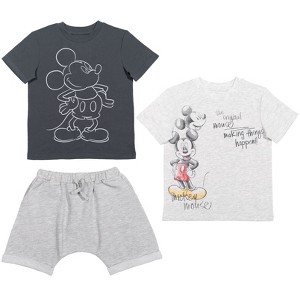 Disney Mickey Mouse Winnie the Pooh T-Shirt and Shorts 3 Piece Outfit Set Infant to Little Kid - 1 of 4