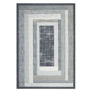 Washable Modern Bordered Rug Non Slip Low Pile Rug Soft Throw Floor Cover Foldable Indoor Carpet for Living Room Bedroom,Grey/9'x12' - 1 of 4