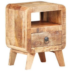 vidaXL Cabinet Nightstand Side End Table with Solid Wood Legs for Bedroom - 1 of 4