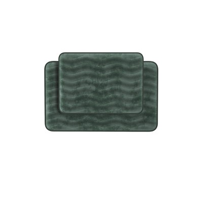 Hastings Home Memory Foam Bathroom Mat Set - 2 Pieces, Forest Green