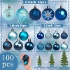 Aoibox 100pcs Shatterproof Christmas Ball Ornament Set Blue Silver Assorted Glitter Matte Spiral Snowflake for Tree Wreath Decor 1.2in 1.6in 2.4in - 3 of 4