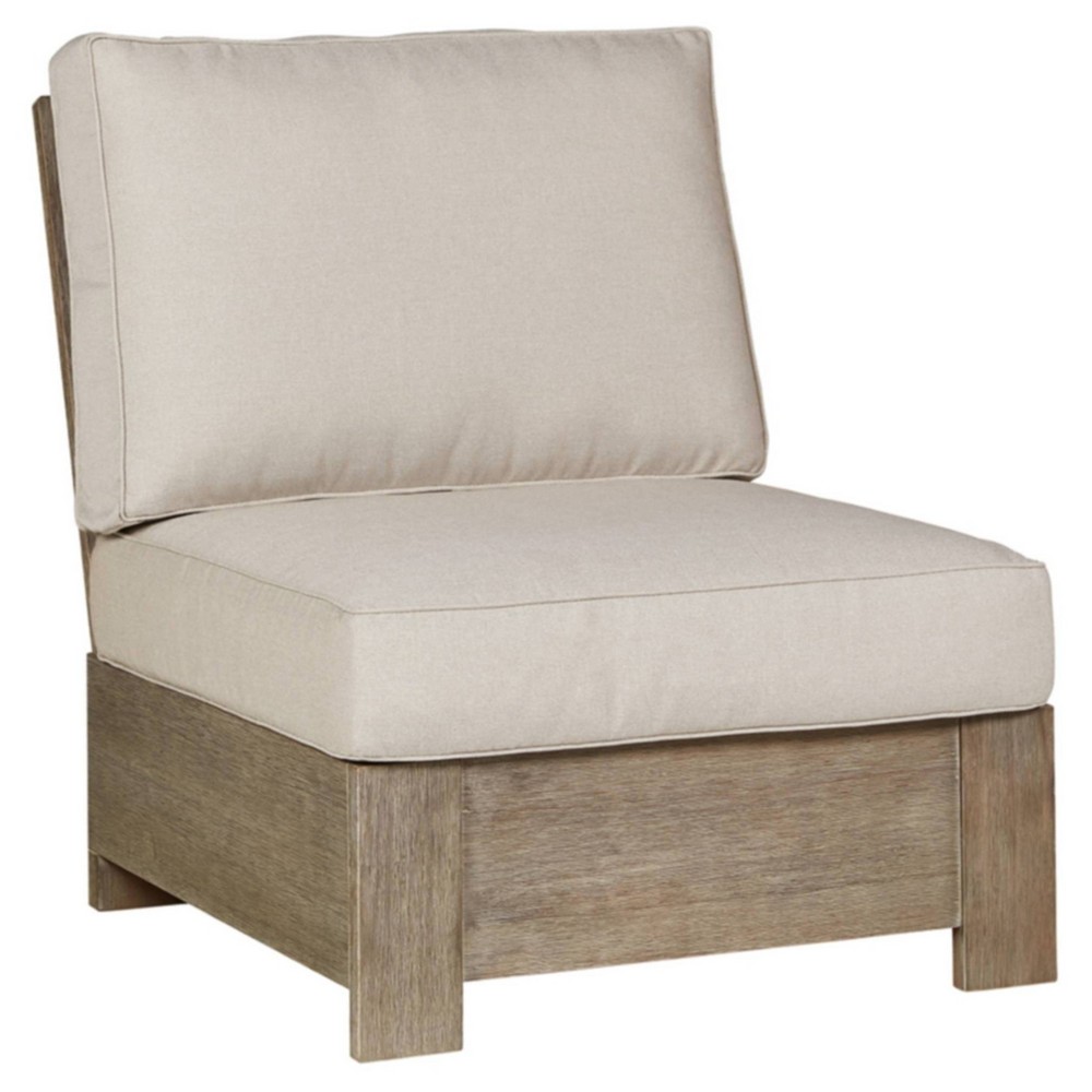 Silo Point Armless Chair with Cushion Brown Beige Signature Design by Ashley