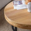 LIVAREEmlen Modern Round Coffee Table,Wooden Carving Pattern Coffee Table with Metal Legs for Living Room Reception Room Office ,Black - 4 of 4