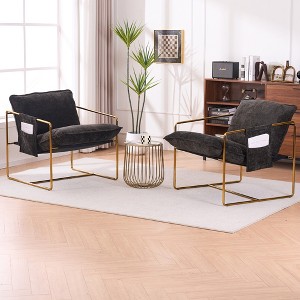 Vynxaria 2 Chairs in 1 Box, Upholstered Hanging Armchair with Arm PocketsMetal frame, gold-plated craftsmanship, crushed foam - 1 of 4