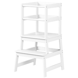 Gulches Toddler Step Stool Wooden - Montessori Learning Standing Tower, Children's Kitchen Helper Stool with Safety Rails, Anti-tipping - 1 of 4
