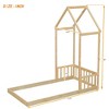 CAVINAS Twin Size Wood Montessori Bed,Modern Floor Bed with House-Shaped Roof Headboard and Semi-Fence Design,Toddler Bed for Bedroom - 3 of 4