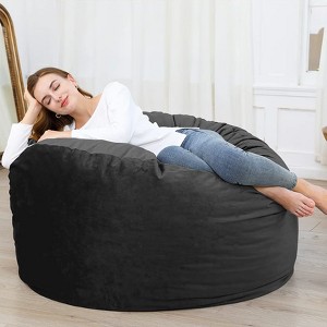 Giant 4ft Bean Bag Chair with High-Rebound Memory Foam, Plush Dutch Velvet Cover, Soft Foam-Filled Lazy Sofa for Kids & Adults - 1 of 4