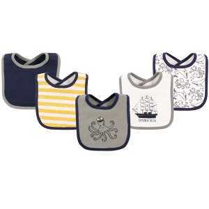 Hudson Baby Infant Boy Cotton Bibs 5pk, Sea Captain, One Size - 1 of 1