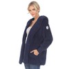 Women's Plush Hooded Cardigan with Pockets - White Mark - 2 of 4