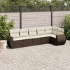 vidaXL 6 Piece Patio Sofa Set with Cushions Brown and Cream Poly Rattan - With Table - 2 of 4