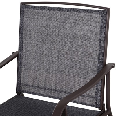 Gray and Brown Metal Outdoor Rocking Chair Set with Glass Table