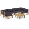vidaXL Garden Lounge Set Dark Grey Bamboo, 100% Polyester 7 Piece - 2 of 4