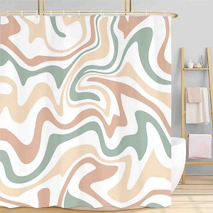 72"x72" Abstract Wavy Swirl Boho Shower Curtain, Pack of 1 - 1 of 4