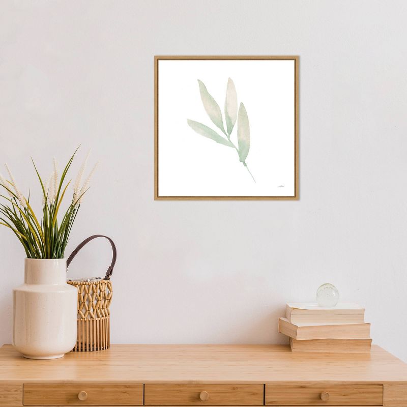 16&#34; x 16&#34; Sage Leaves III by Katrina Pete Framed Wall Canvas - Amanti Art, 6 of 9