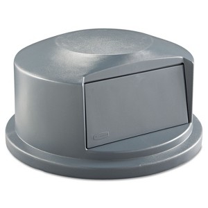 Rubbermaid Commercial Round Brute Dome Top Receptacle Push Door 24 13/16 x 12 5/8 Gray 264788GRA - 1 of 3
