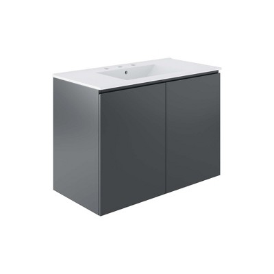 Modway Bryn 36Inch Wall-Mount Bathroom Vanity