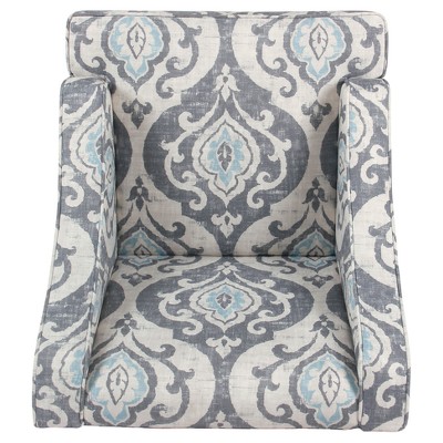 Suri Blue Classic Swoop Accent Chair with Wood Legs