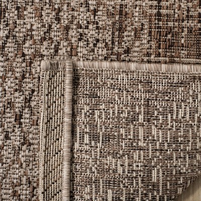 Beige and Brown Flat Woven Synthetic Indoor/Outdoor Rug
