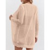 Womens Sweater Cardigan Open Front Mesh Sweater with Side Pocket Ribbed Cuff Sweater Knit Beach Cover Ups - 2 of 4