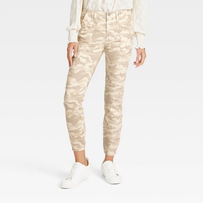 womens white camo joggers