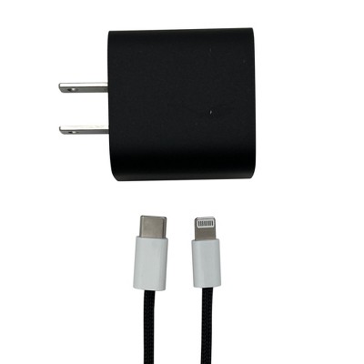 Olivia Pratt Solid Color Wall Charger 20W USB-C Power Adapter with USB-C to Lightning 3.3ft Nylon Cable
