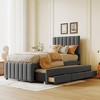 Bellemave Twin Size Upholstered Platform Bed with Trundle and 3 Drawers, Linen Fabric, Gray - 3 of 3