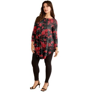 Roaman's Plus Size Boatneck Swing Ultra Drape Tunic Top - 1 of 3