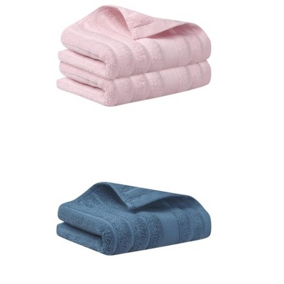 REGALWOVEN 3 Pack Solid Striped Cotton Hand Towels for Bathroom, Kitchen, Gym 14" x 30"