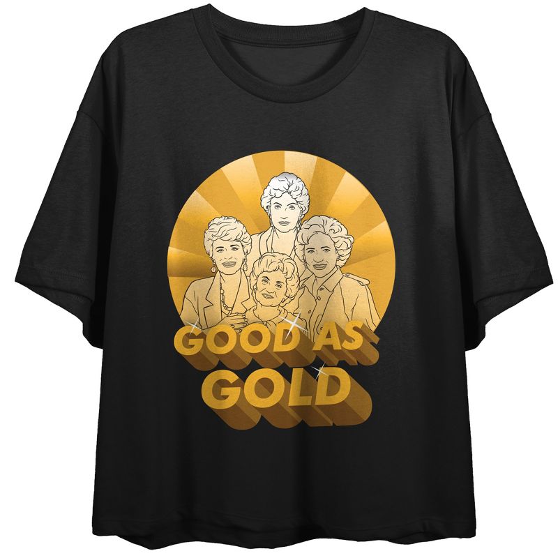 Golden Girls Good As Gold Women's Black Short Sleeve Crop Tee, 1 of 3