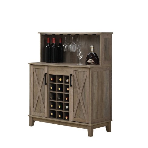 Wine Bar Cabinet Gray Wash Home, Wine And Liquor Cabinet