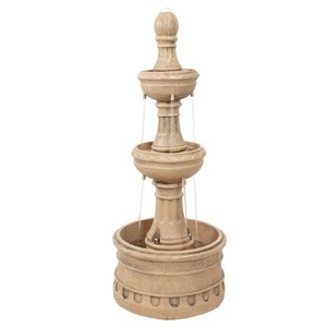 Sunnydaze Outdoor Polyresin 3-Tier Electric Cyprus Water Fountain for the Patio, Garden, or Yard - 32" - 1 of 4