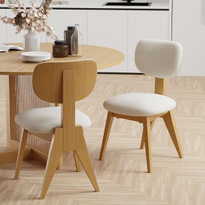 Pexfix White Linen Upholstered Dining Chairs Set of 2 - 1 of 4