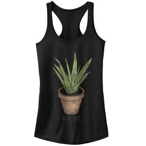 Juniors Womens CHIN UP Valentine's Day Aloe You Racerback Tank Top - 1 of 4