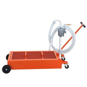 20 Gallon Oil Drain Pan With Pump, 76L Oil Drain Pan, Portable Heavy Duty Oil Drain Pan On Wheels, Rolling Oil Drain Cart for Truck Bus Car RV - 1 of 4